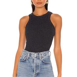 Agolde Bailey Rib Tank in Carbon Heather Size Large